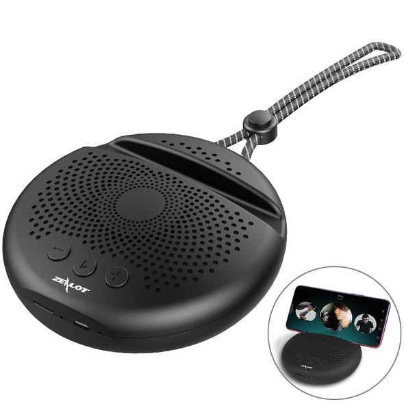 ZEALOT S24 Portable Stereo Bluetooth Speaker with Lanyard & Mobile Card Slot Holder, Supports Hands-free Call & TF Card (Black)