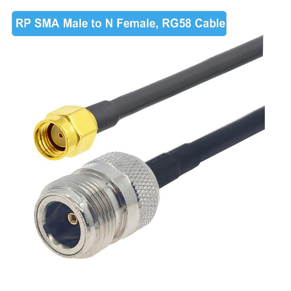 RP-SMA Male to N Female RG58 Coaxial Adapter Cable, Cable Length:1m