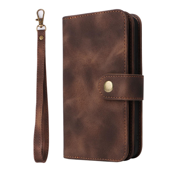 For Samsung Galaxy A52 5G / 4G Multifunctional Card Slot Zipper Wallet Leatherette Phone Case(Brown)