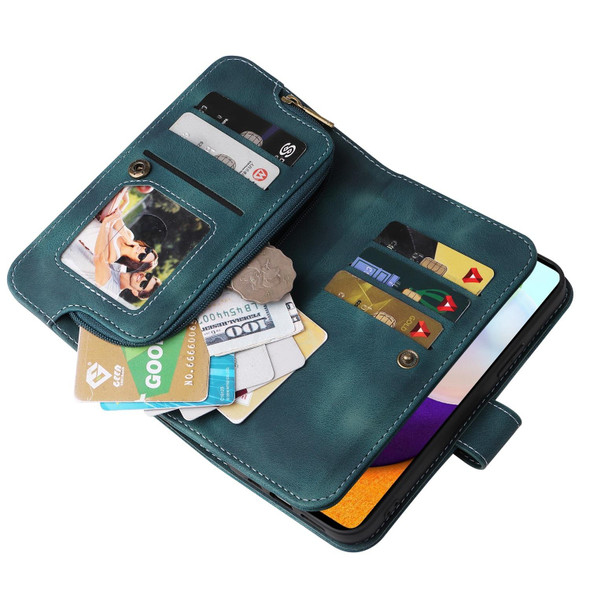 For Samsung Galaxy A52 5G / 4G Multifunctional Card Slot Zipper Wallet Leatherette Phone Case(Blue)