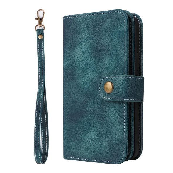 For Samsung Galaxy A52 5G / 4G Multifunctional Card Slot Zipper Wallet Leatherette Phone Case(Blue)