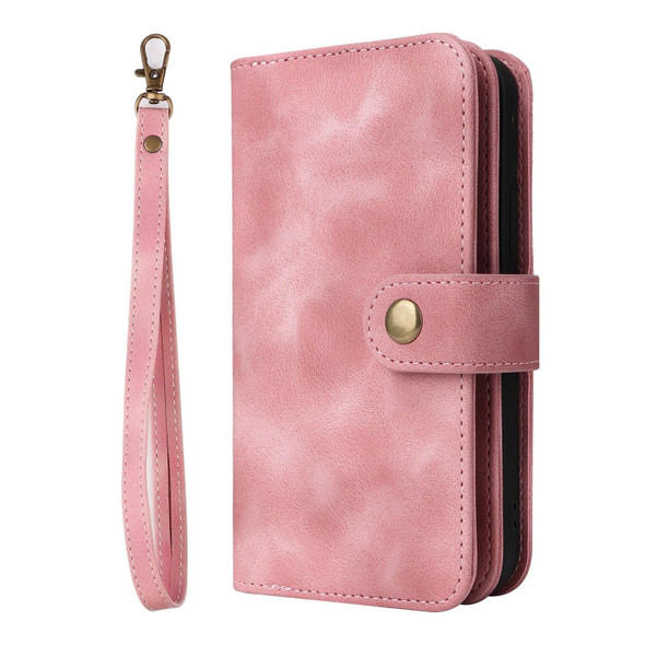 For Samsung Galaxy A52 5G / 4G Multifunctional Card Slot Zipper Wallet Leatherette Phone Case(Rose Gold)