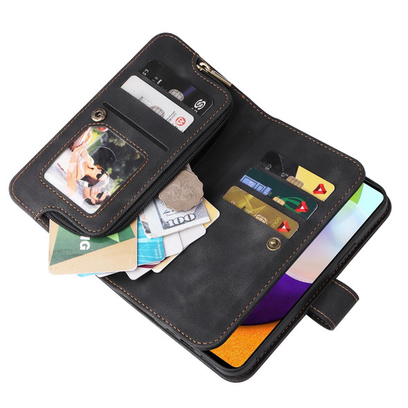 For Samsung Galaxy A72 5G / 4G Multifunctional Card Slot Zipper Wallet Leatherette Phone Case(Black)