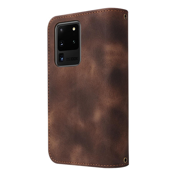 For Samsung Galaxy S20 Ultra Multifunctional Card Slot Zipper Wallet Leatherette Phone Case(Brown)