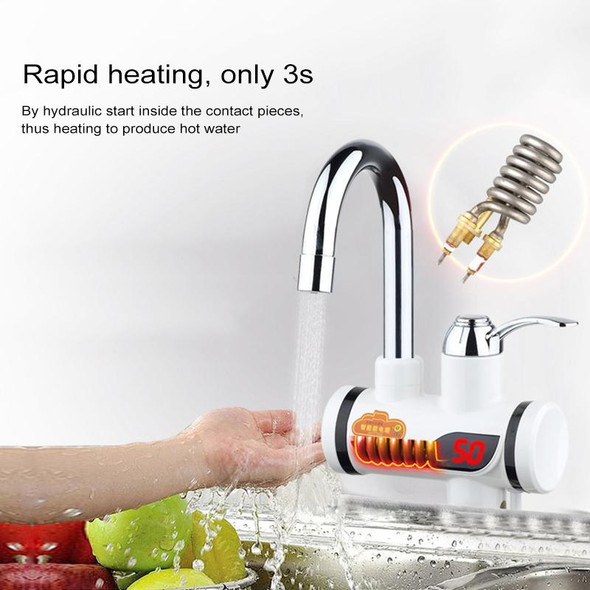 3s Fast Heat Electrothermal Rotatable Faucet Water Tap with Digital Display, 220V, Size: L