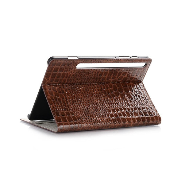 For Galaxy Tab S6 T860 / T865 Crocodile Texture Horizontal Flip Leatherette Case with Holder & Card Slots & Wallet (Brown)
