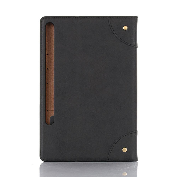 For Galaxy Tab S6 T860 / T865 Retro Book Style Horizontal Flip Leatherette Case with Holder & Card Slots & Wallet (Black)