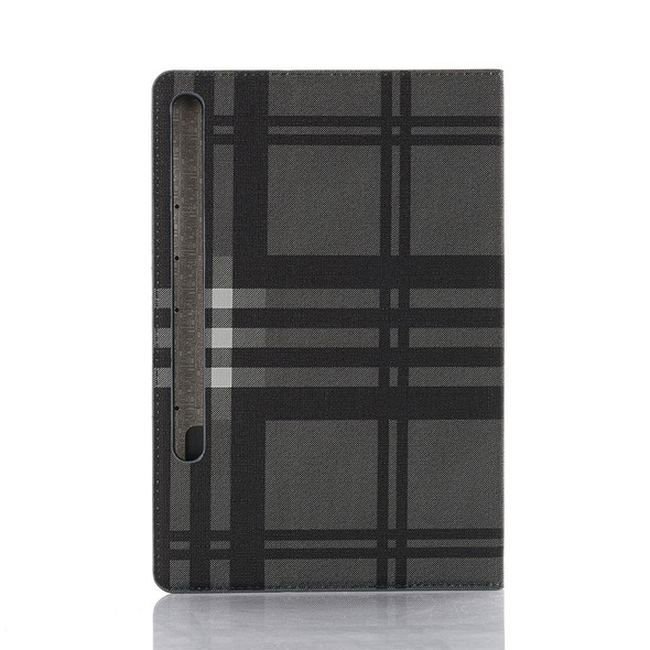 For Galaxy Tab S6 T860 / T865 Plaid Texture Horizontal Flip Leatherette Case with Holder & Card Slots & Wallet (Grey)