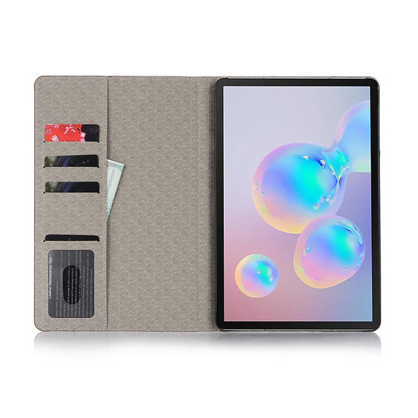 For Galaxy Tab S6 T860 / T865 Plaid Texture Horizontal Flip Leatherette Case with Holder & Card Slots & Wallet (Grey)