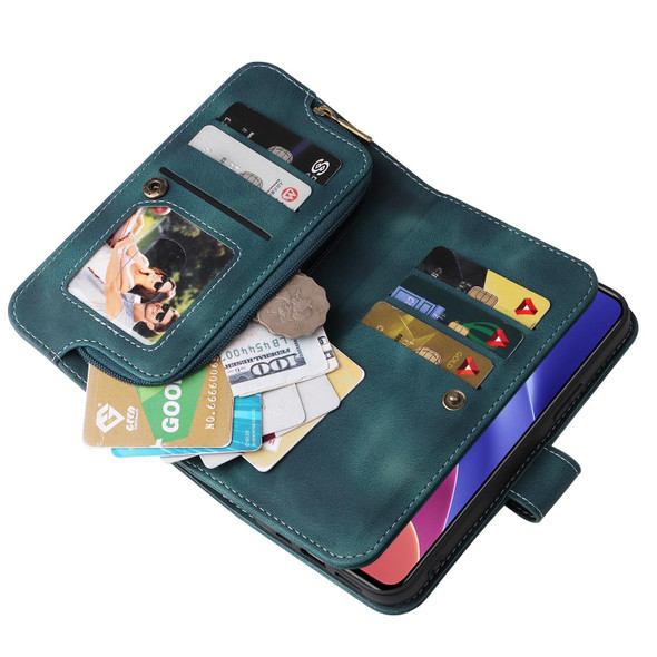 For Xiaomi Redmi K40 / Poco F3 Multifunctional Card Slot Zipper Wallet Leather Phone Case(Blue)