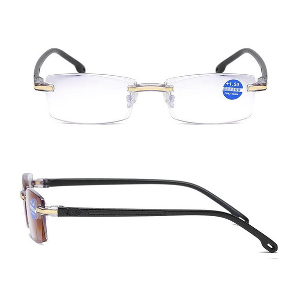 Rimless Anti Blue-ray Blue Film Lenses Presbyopic Glasses, +3.00D(Black)