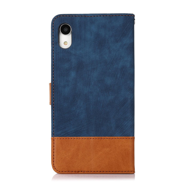 For iPhone XR Splicing Leatherette Phone Case(Dark Blue)