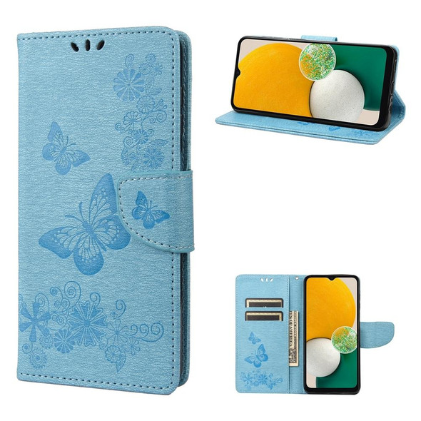 For Samsung Galaxy A54 5G Butterfly Embossed Horizontal Flip Leatherette Phone Case(Blue)