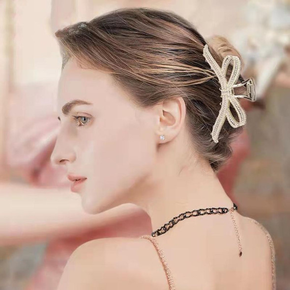 3pcs Hair Scrunchies Back Of The Head Headpiece, Styles: LD401 Double Layer Bow Bead+Diamonds