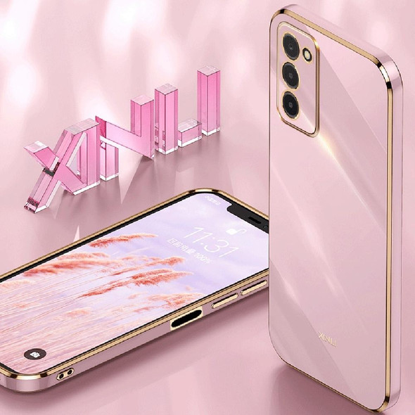 For Samsung Galaxy A03s XINLI Straight Edge 6D Electroplate TPU Phone Case(Cherry Purple)
