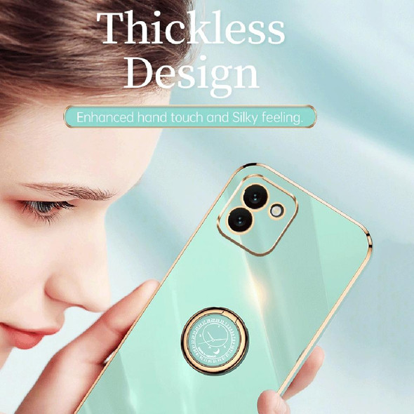 For Samsung Galaxy A03 XINLI Straight Edge 6D Electroplate TPU Phone Case with Ring Holder(Mint Green)