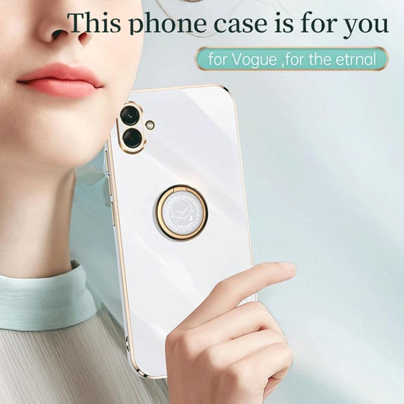 For Samsung Galaxy A04 4G XINLI Straight Edge 6D Electroplate TPU Phone Case with Ring Holder(Mint Green)