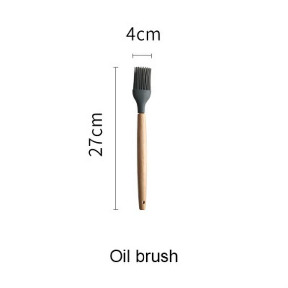 Silicone Wood Handle Spatula Heat-resistant Soup Spoon Non-stick Special Cooking Shovel Kitchen Tools Oil Brush