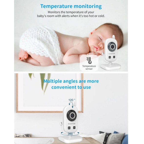 UU24 2.4 Inch Wireless Baby Monitor Camera Temperature Monitor 2 Way Audio VOX Lullaby UK Plug