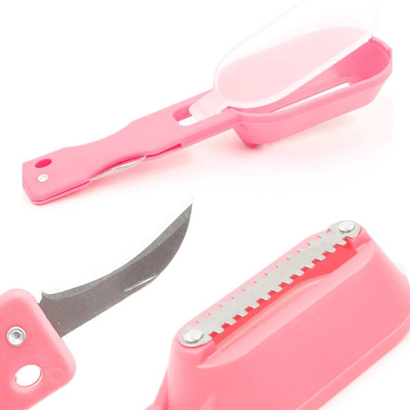 2 PCS Kitchen Essential Fish Scraper Fish Scale Planing Knife with Cover (Pink)