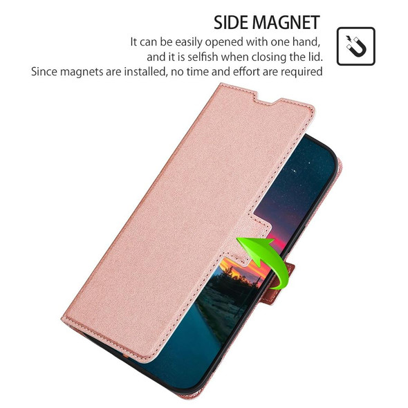 For Samsung Galaxy S23 5G Ultra-thin Voltage Side Buckle Horizontal Flip Leatherette Phone Case(Rose Gold)