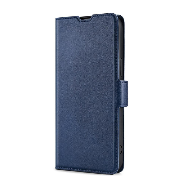For Samsung Galaxy S23 5G Ultra-thin Voltage Side Buckle Horizontal Flip Leatherette Phone Case(Blue)