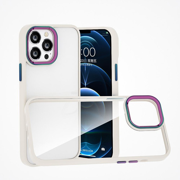 Colorful Metal Lens Ring Phone Case - iPhone 13 mini(White)
