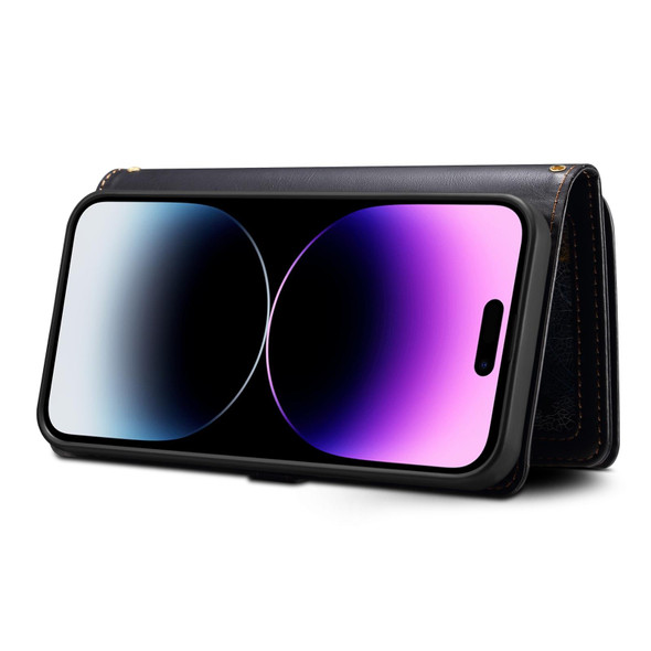 For Samsung Galaxy S22 Ultra 5G ESEBLE Star Series Lanyard Zipper Wallet RFID Leatherette Case(Black)