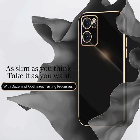 For OPPO Reno7 Global XINLI Straight 6D Plating Gold Edge TPU Phone Case(Celestial Blue)