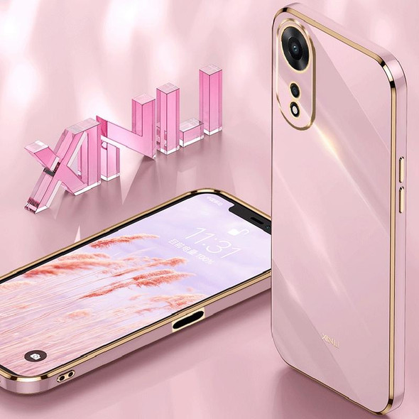 For OPPO A58 5G XINLI Straight 6D Plating Gold Edge TPU Phone Case(Black)