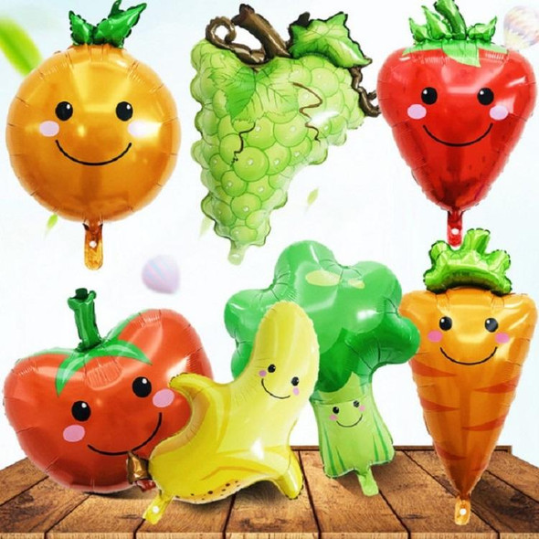 2 PCS Cartoon Vegetables and Fruits Aluminum Film Balloon Children Party Decoration Supplies Inflatable Toys(Strawberry)