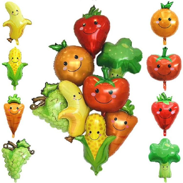 2 PCS Cartoon Vegetables and Fruits Aluminum Film Balloon Children Party Decoration Supplies Inflatable Toys(Broccoli)