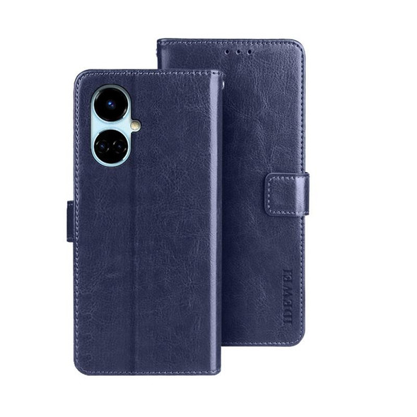 For Tecno Camon 19 idewei Crazy Horse Texture Leatherette Phone Case(Dark Blue)