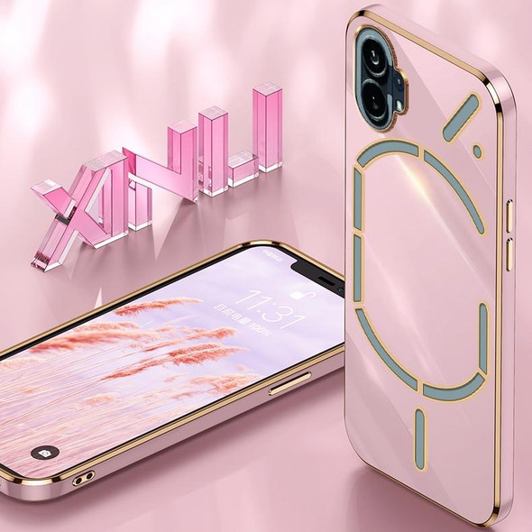 For Nothing Phone 1 XINLI Straight 6D Plating Gold Edge TPU Phone Case(Pink)