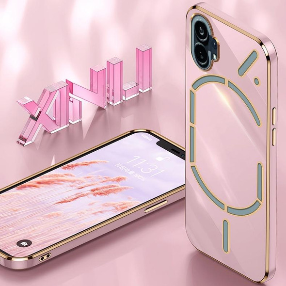 For Nothing Phone 1 XINLI Straight 6D Plating Gold Edge TPU Phone Case(Mint Green)