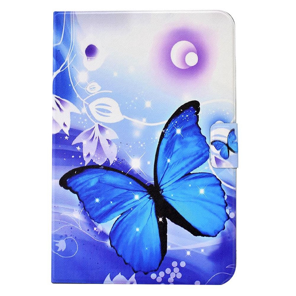 For Lenovo M10 Plus Electric Pressed TPU Smart Leatherette Tablet Case(Blue Butterfly)