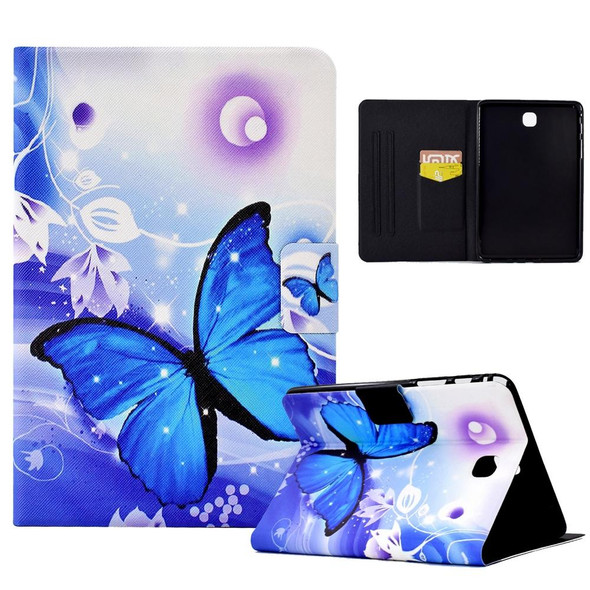 For Samsung Galaxy Tab A 8.0 T350 Electric Pressed TPU Smart Leatherette Tablet Case(Blue Butterfly)