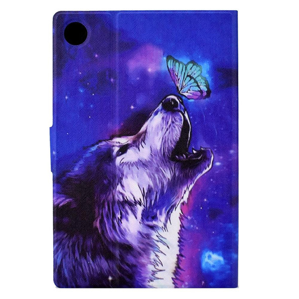 For Lenovo Tab M10 Plus 3rd Gen Electric Pressed TPU Smart Leatherette Tablet Case(Butterfly Wolf)