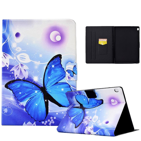 For Lenovo Tab M10 FHD REL Electric Pressed TPU Smart Leatherette Tablet Case(Blue Butterfly)