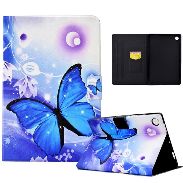 For Lenovo Tab M10 Plus 3rd Gen Electric Pressed TPU Smart Leatherette Tablet Case(Blue Butterfly)