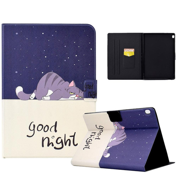 For Lenovo Tab M10 FHD REL Electric Pressed TPU Smart Leatherette Tablet Case(Lazy Cat)