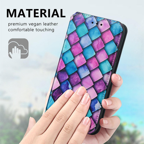 Colorful Magnetic Horizontal Flip PU Leatherette Case with Holder & Card Slot & Wallet - iPhone 12 / 12 Pro(Purple Scales)