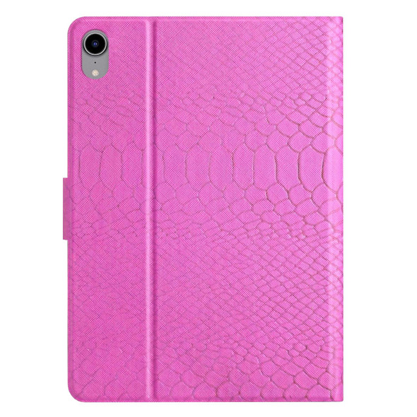 For iPad mini 6 Solid Color Crocodile Texture Leatherette Smart Tablet Case(Rose Red)