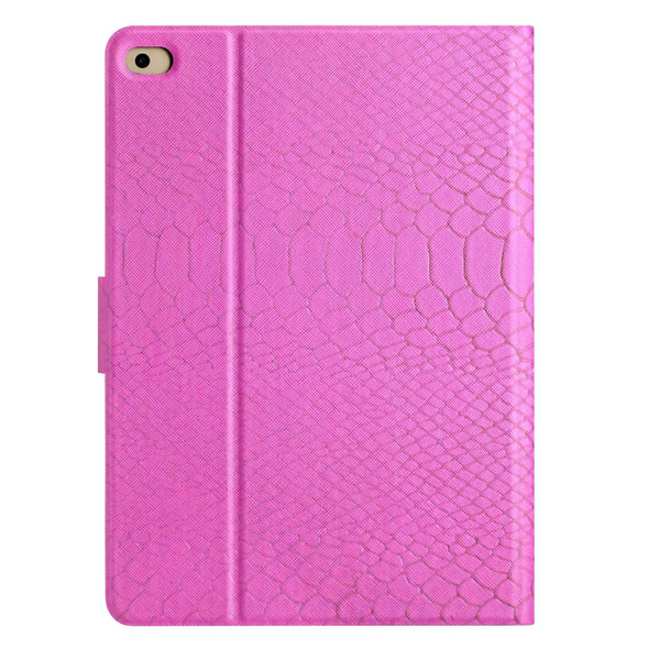 For iPad Air / Air 2 / 9.7 2017 / 9.7 2018 Solid Color Crocodile Texture Leatherette Smart Tablet Case(Rose Red)