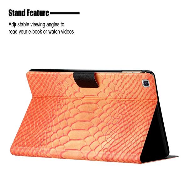 For Samsung Galaxy Tab A7 Lite Solid Color Crocodile Texture Leatherette Smart Tablet Case(Orange)