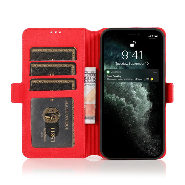 Retro Magnetic Closing Clasp Horizontal Flip Leather Case with Holder & Card Slots & Photo Frame & Wallet - iPhone 13 mini(Red)