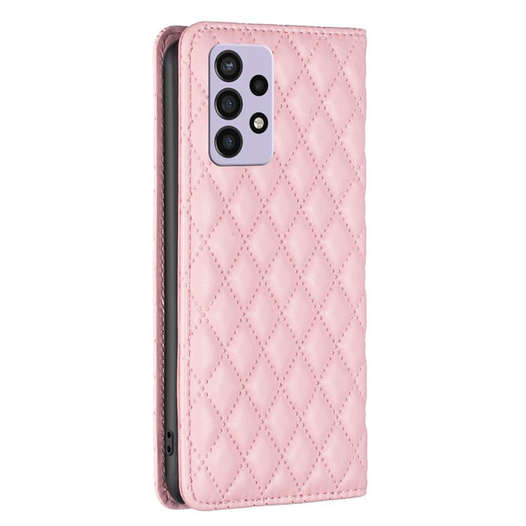 For Samsung Galaxy A72 5G / 4G Diamond Lattice Magnetic Leatherette Flip Phone Case(Pink)