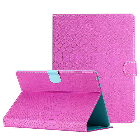 For 7 inch Tablets Solid Color Crocodile Texture Leatherette Tablet Case(Rose Red)