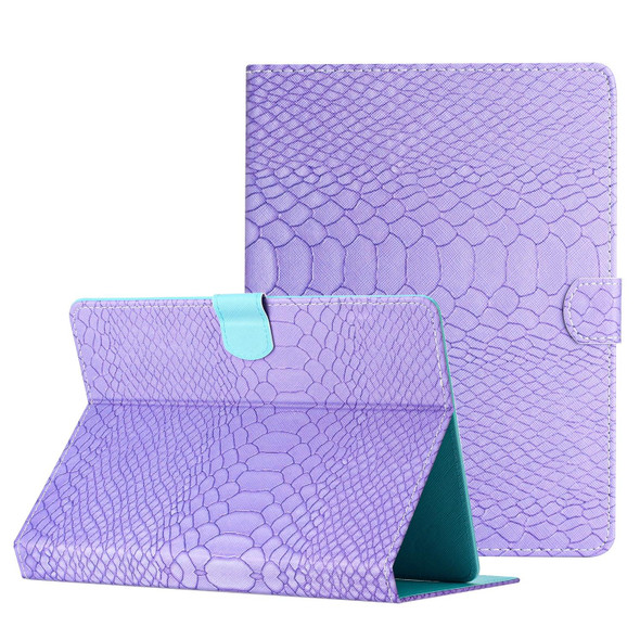 For 10 inch Tablets Solid Color Crocodile Texture Leatherette Tablet Case(Purple)
