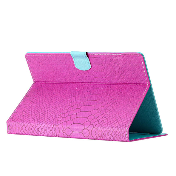 For 8 inch Tablets Solid Color Crocodile Texture Leatherette Tablet Case(Rose Red)